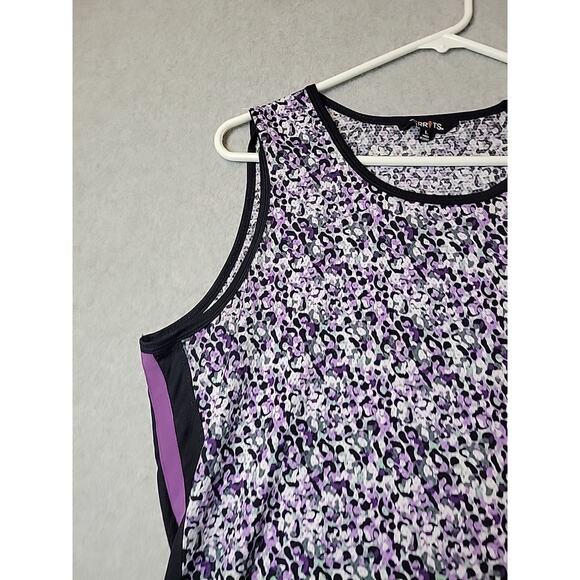 Kerrits Breeze Ice Fil Purple Floral Equestrian Tank Top Women's Large Stretch - Picture 4 of 14